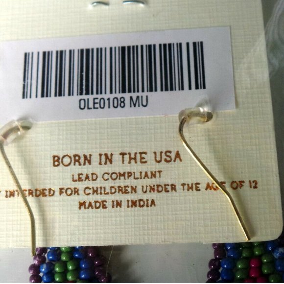 Beaded Earrings 5" long Hooks Handmade in USA - Picture 4 of 5